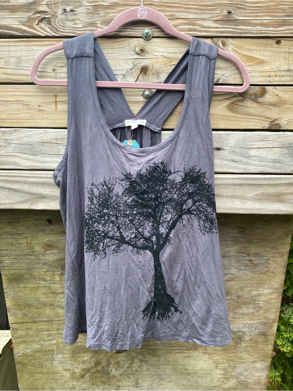 Earthbound Trading Tree Graphic Racerback Tank Top - Gray Size XL NWT